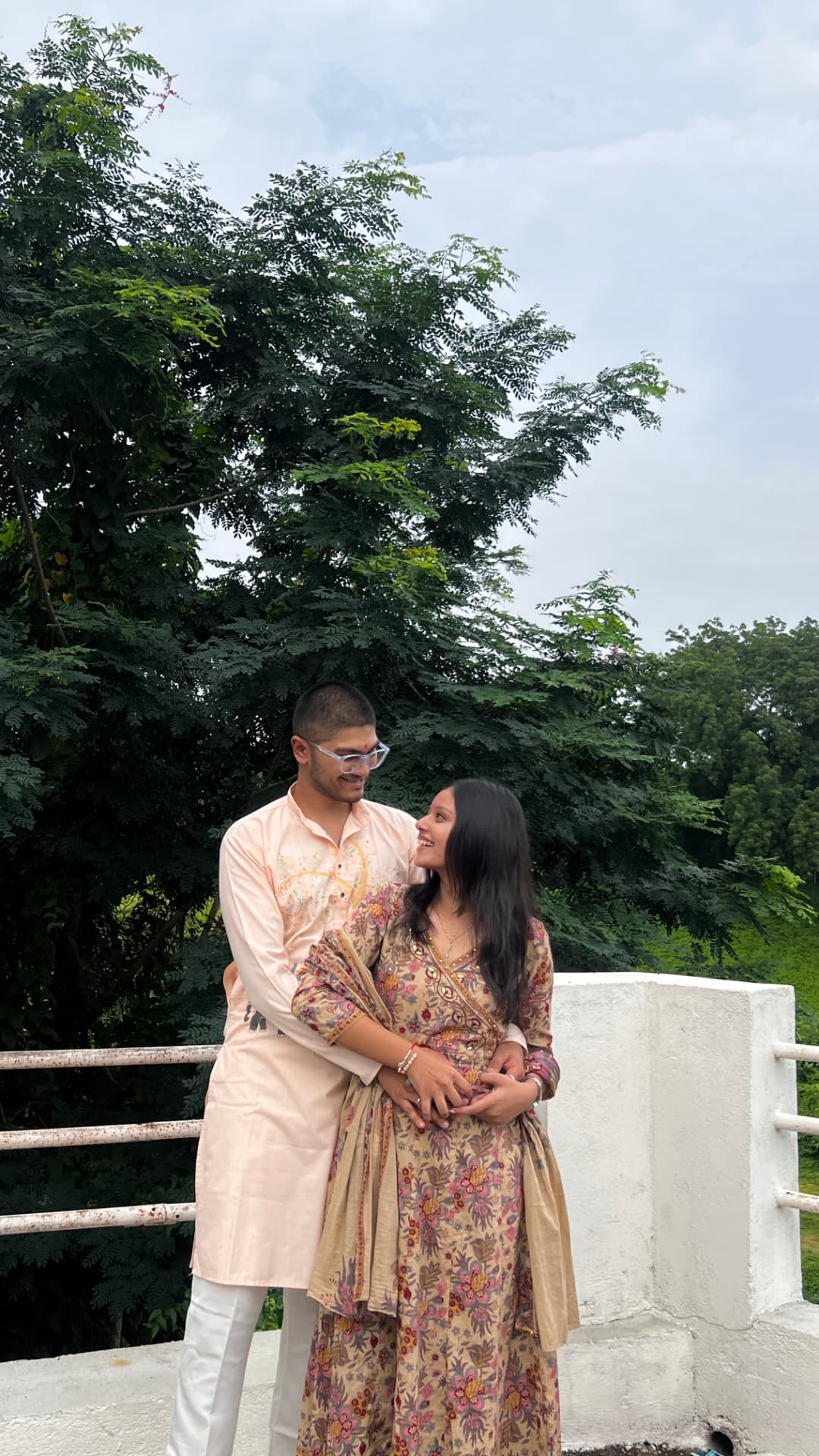 Preet and Bansri together outdoors